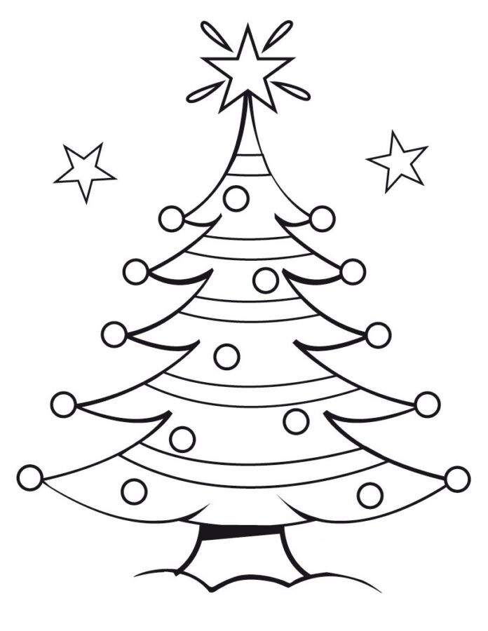 świąteczne drzewko z bombkami kolorowanka
