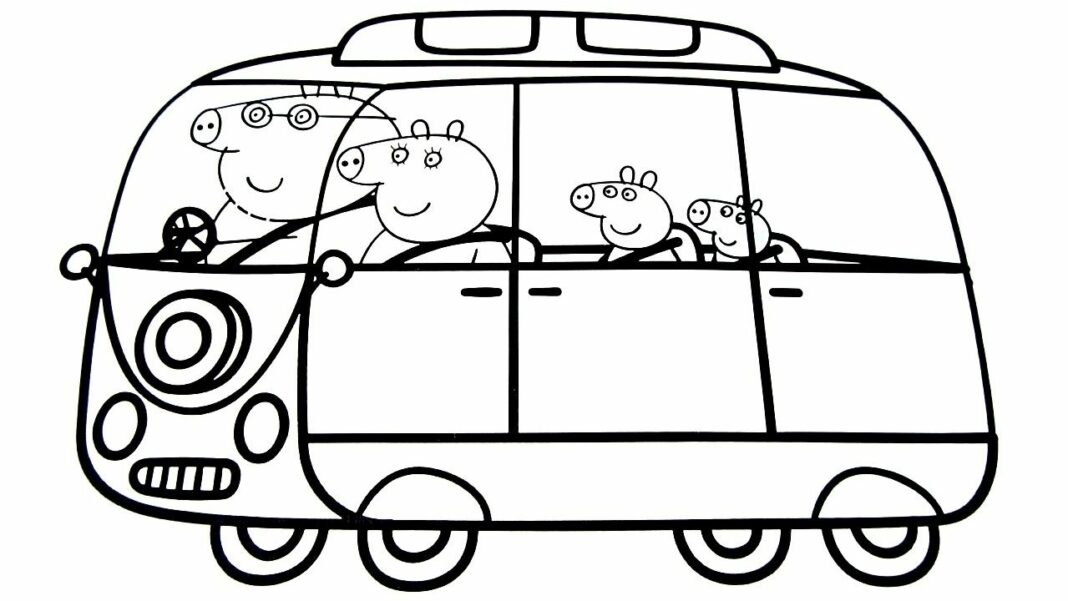świnkobus w drodze do szkoły kolorowanka do druku