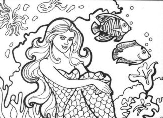 Unterwasser-Meerjungfrau Malbuch zum Ausdrucken
