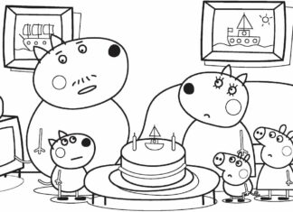 Födelsedag i grisarnas hus färgbok online