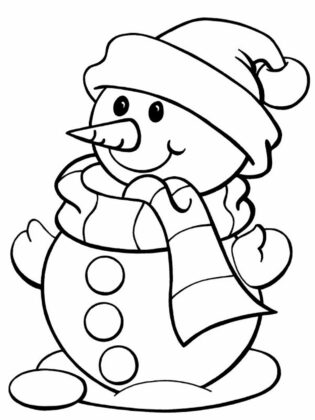 Coloring Book Snowman in clothes to print and online