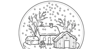 libro da colorare palla di neve invernale da stampare