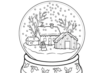zimowa kula śnieżna kolorowanka do druku