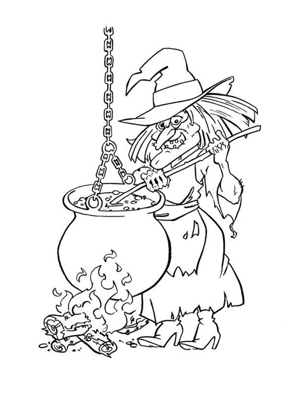 witch cooks soup coloring book online