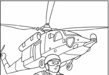 livro de colorir online para soldado e helicóptero
