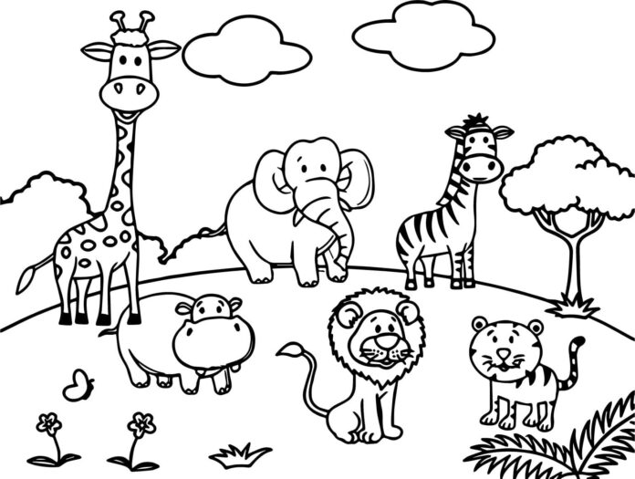 eläintarhan eläimet värityskirja verkossa