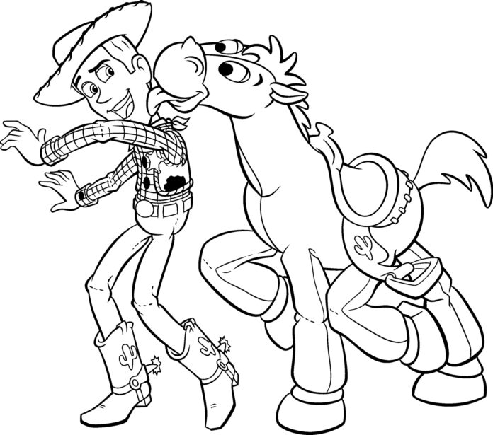 livro online de colorir cowboy de história de brinquedo