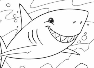 サメと小魚の塗り絵オンライン