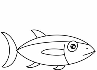 Dlouhé ploutve ryby omalovánky k vytisknutí