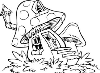 smurfs house coloring book to print