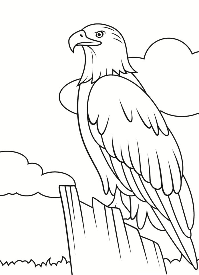 grande uccello nell'albero libro da colorare online
