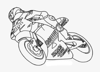 livro para colorir a motocicleta yamaha para a pista imprimível