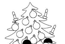 Feuille de coloriage en ligne à imprimer pour la souris Minnie et le sapin de Noël