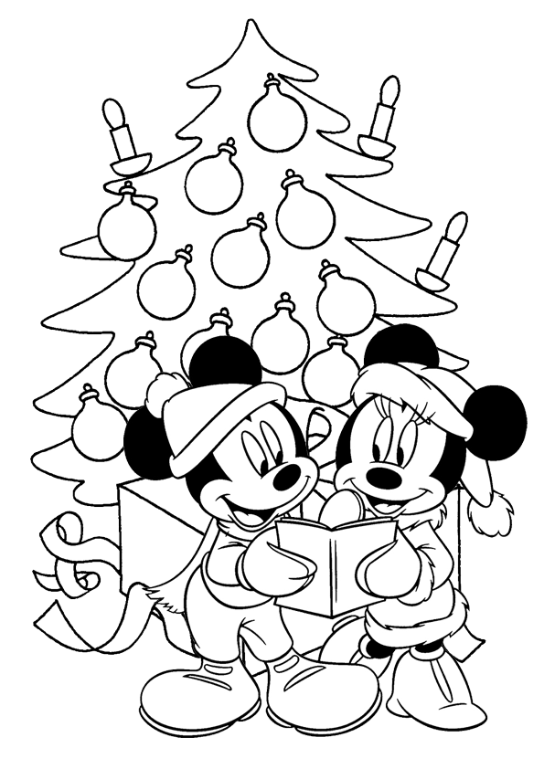 Myška Minnie a vianočný stromček na vytlačenie online