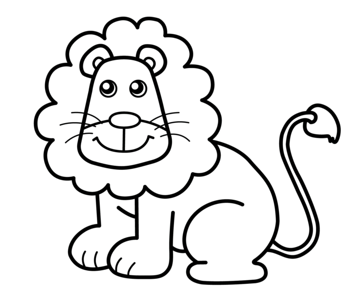 Animal lion - African cat printable coloring book for kids