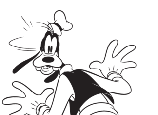 Utskrivbart Disney Goofy tecknad karaktär färgblad