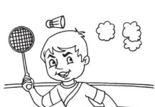 kolorowanka gra w badmintona do druku dla dzieci online