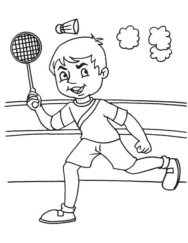 Badmintonspiel für Kinder online ausmalen und ausdrucken