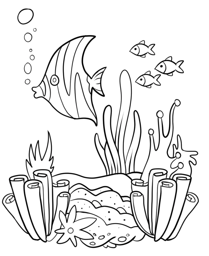 coloring book coral in the ocean to print online - coral reef