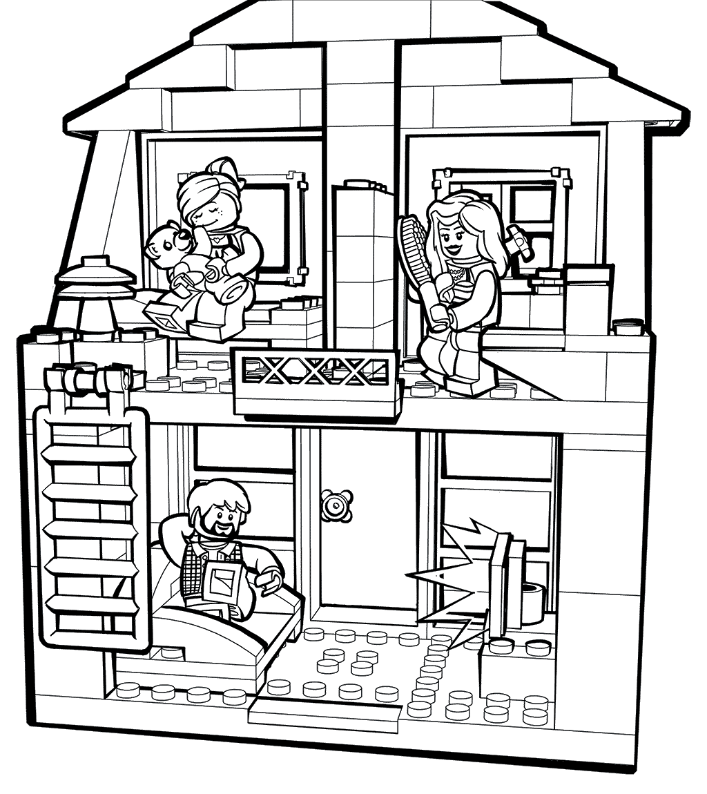 coloring book lego house building for kids to print