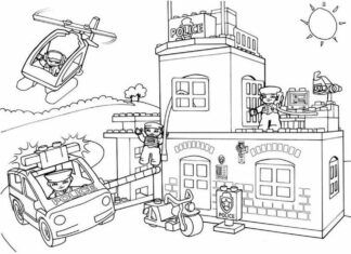 Coloring book lego city police station.