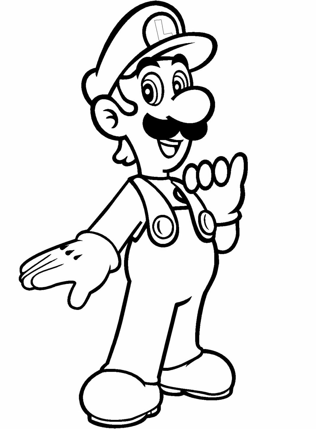 coloring page luigi from the game mario bros