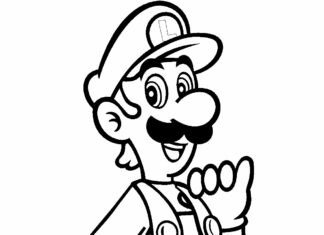 coloring page luigi from the game mario bros
