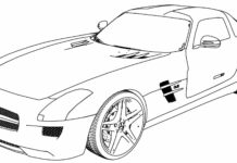 coloring page mercedes SLS AMG sports printable