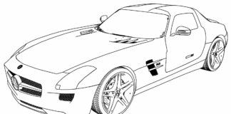 kolorowanka mercedes SLS AMG sportowy do druku