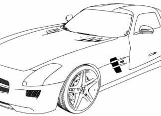 coloring page mercedes SLS AMG sports printable