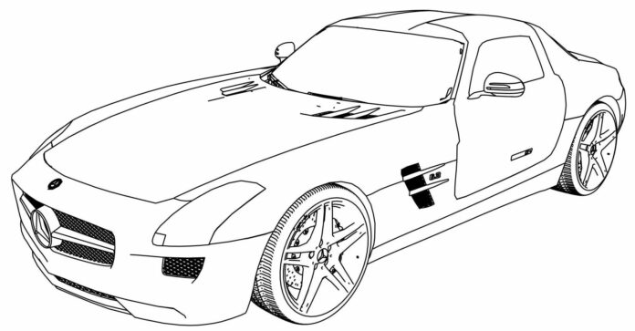 nyomtatható Mercedes SLS AMG sport színezőkönyv
