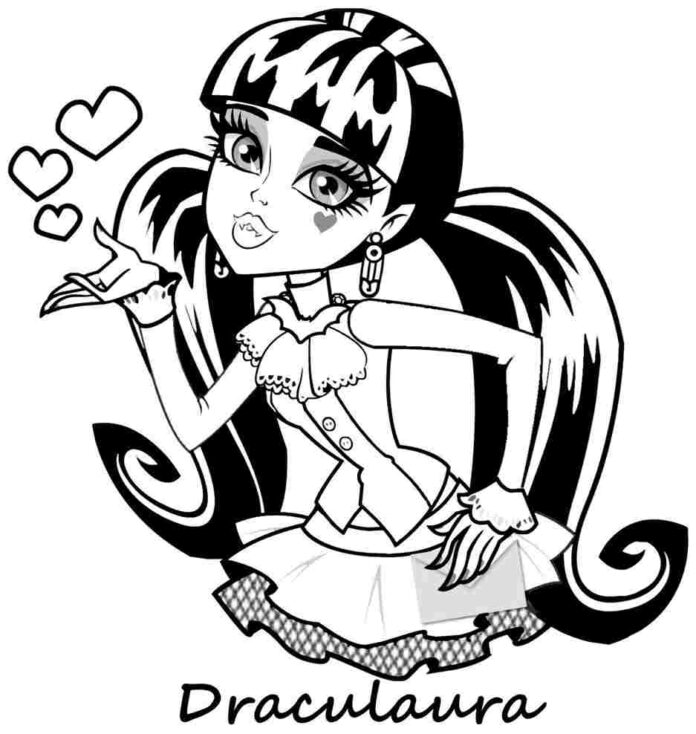 着色シート モンスター高 Draculaura の女の子のための印刷可能なオンライン