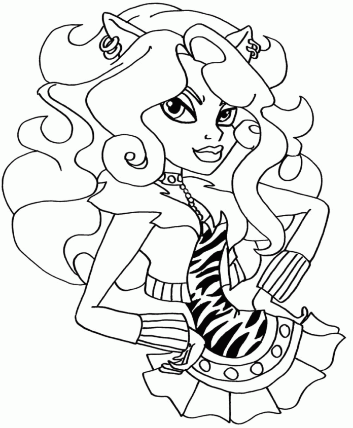 coloring book monster high to print Clawdeen Wolf online