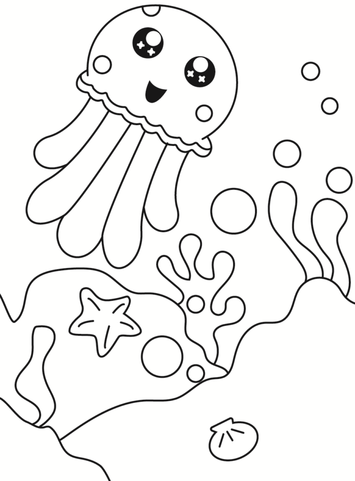 feuille de coloriage créatures marines à imprimer en ligne