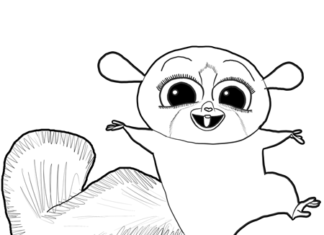 página para colorear mort del dibujo animado madagascar pingüinos para niños