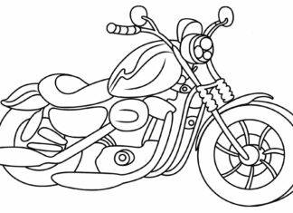 coloring book Motorcycle Chopper - Cruiser to print online