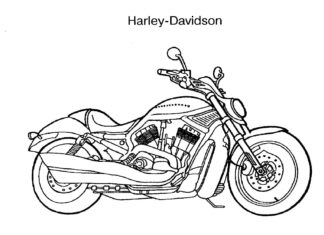 印刷用ハーレーダビッドソンバイクの塗り絵