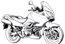 kolorowanka motocykl turystyczny do druku online