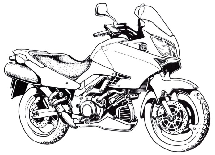 kolorowanka motocykl turystyczny do druku online