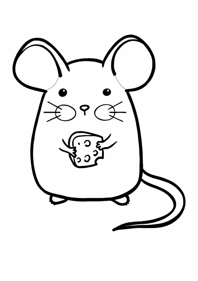 Malbuch Maus mit Käse zum Ausdrucken für Kinder