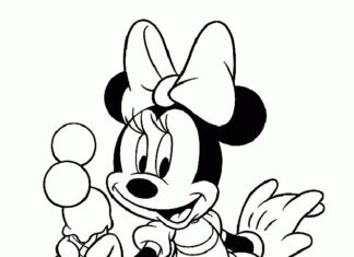 Malbuch Minnie Mouse von Disney Cartoon zum Ausdrucken