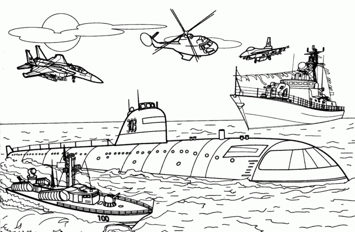 U-boat submarine coloring book to print online