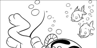 Disney kreslený pes potápa pluto omaľovánky k vytlačeniu
