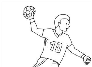 página para colorir handball imprimível para crianças