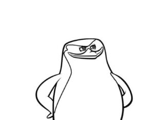 pagina da colorare pinguini del madagascar - rico dal cartone animato per bambini da stampare