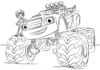 Printable blaze car on big wheels coloring book