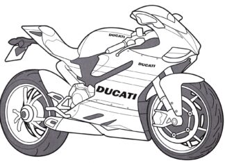 Färgbok av ducatti-motorcykelförare som kan skrivas ut