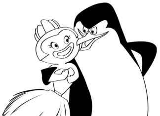 kolorowanka skipper - pingwiny z madagaskaru dla dzieci do druku