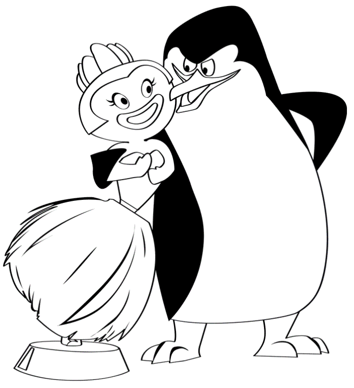 livro para colorir - pingüins de Madagascar para as crianças imprimirem