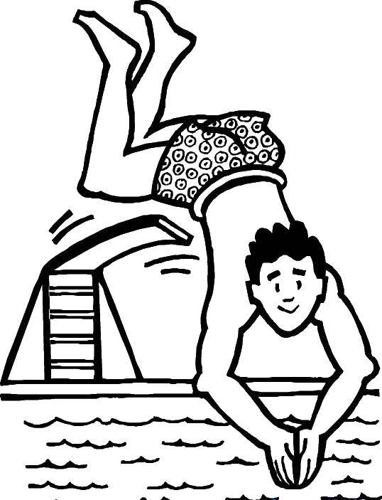 Farvelægningsbog til børn, der kan udskrives, når de hopper i vand